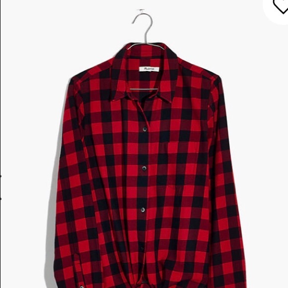 Madewell Flannel Front Tie Buffalo Check … - Picture 3 of 8
